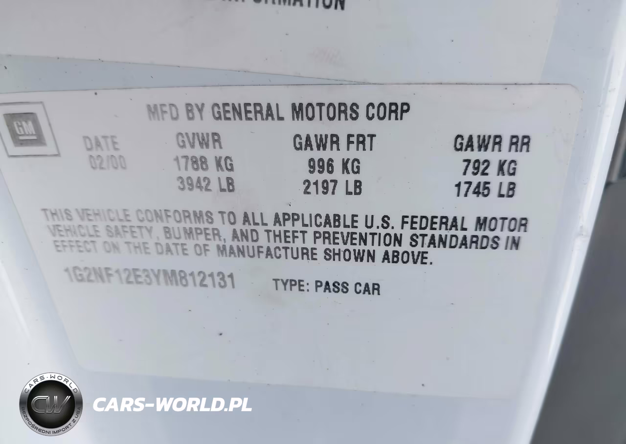 2000 Pontiac Grand Am Se1 VIN:1G2NF12E3YM812131 - 9