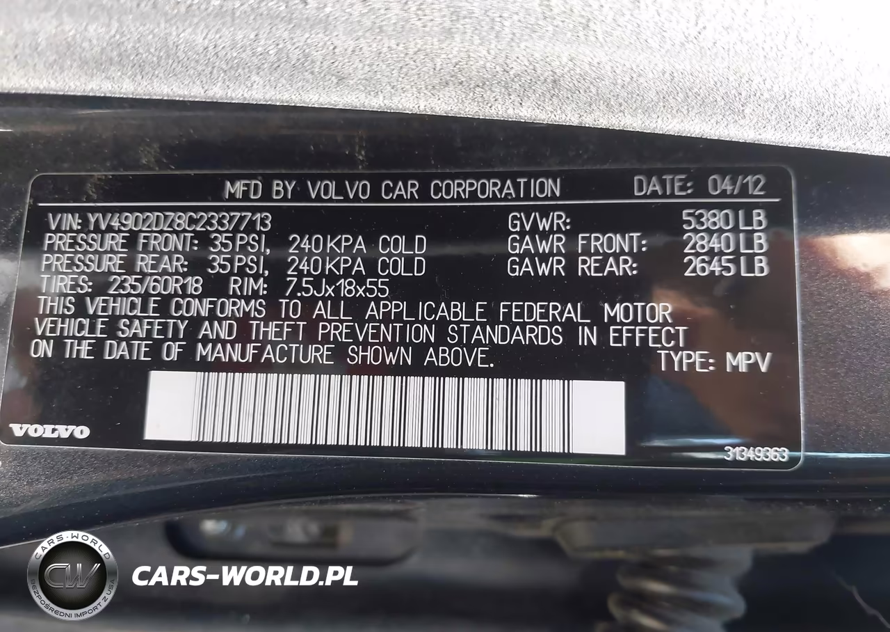 2012 Volvo Xc60 T6-T6 Platinum-T6 Premier Plus-T6 R-Design-T6 R-Design Platinum-T6 R-Design Premier Plus VIN:YV4902DZ8C2337713 - 9