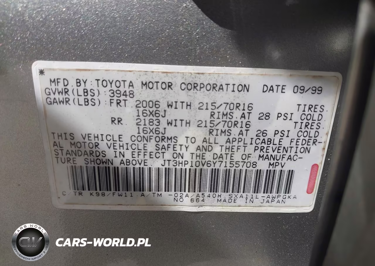 2000 Toyota Rav4 VIN:JT3HP10V6Y7155708 - 9