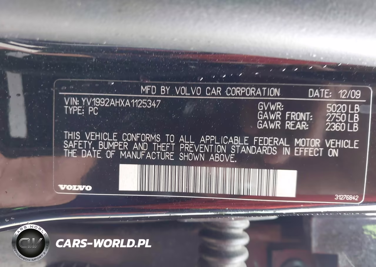 2010 Volvo S80 T6 VIN:YV1992AHXA1125347 - 9