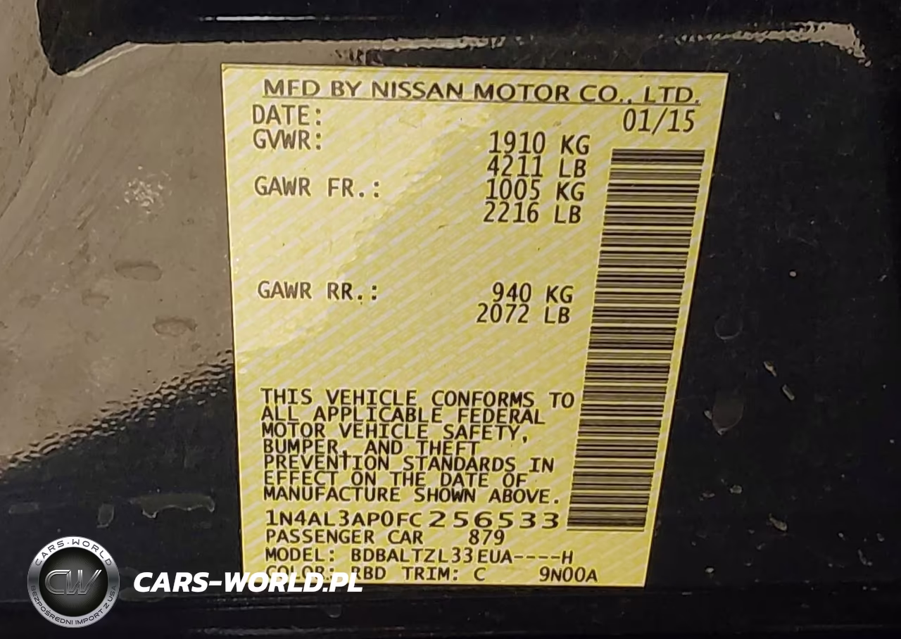 2015 Nissan Altima 2.5 Sl VIN:1N4AL3AP0FC256533 - 9