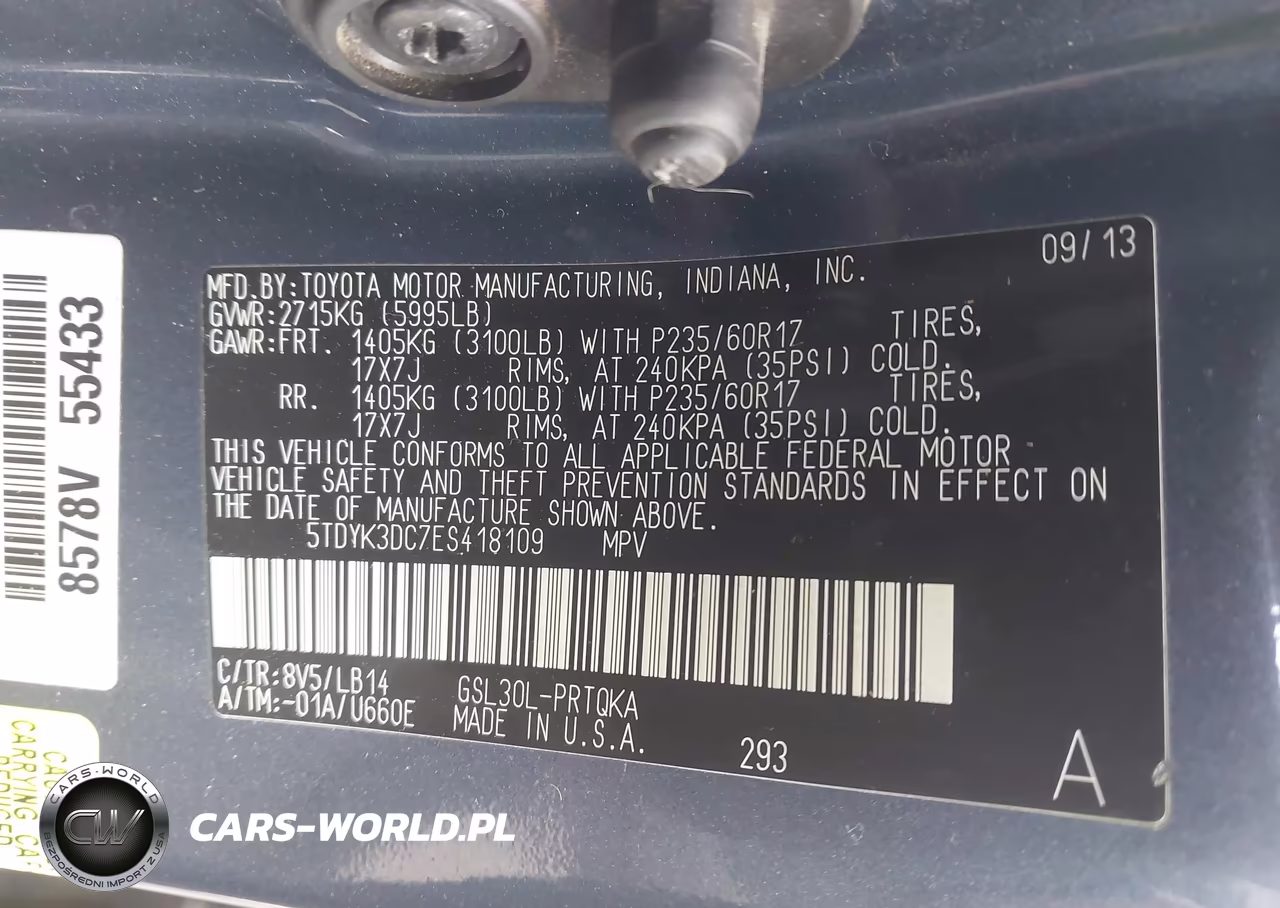 2014 Toyota Sienna Xle V6 8 Passenger VIN:5TDYK3DC7ES418109 - 9