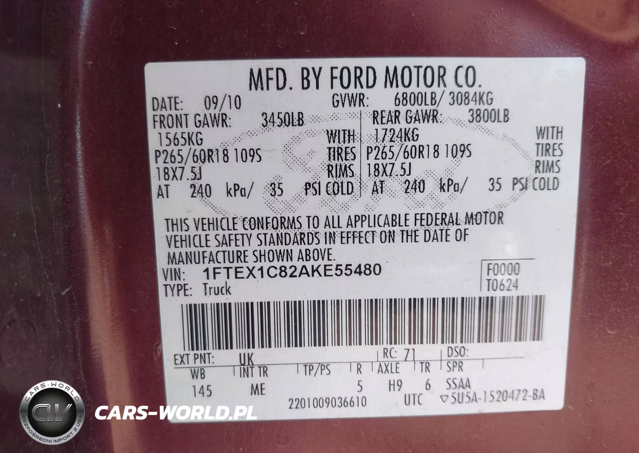 2010 Ford F-150 Xlt VIN:1FTEX1C82AKE55480 - 9
