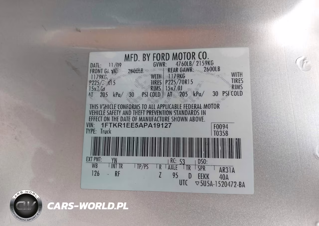 2010 Ford Ranger Sport-Xl-Xlt VIN:1FTKR1EE5APA19127 - 9
