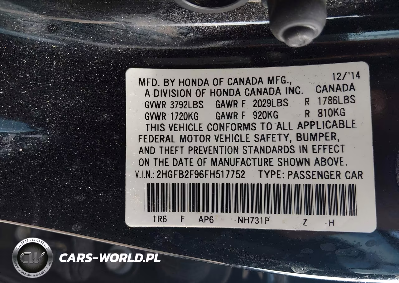 2015 Honda Civic Ex-L VIN:2HGFB2F96FH517752 - 9