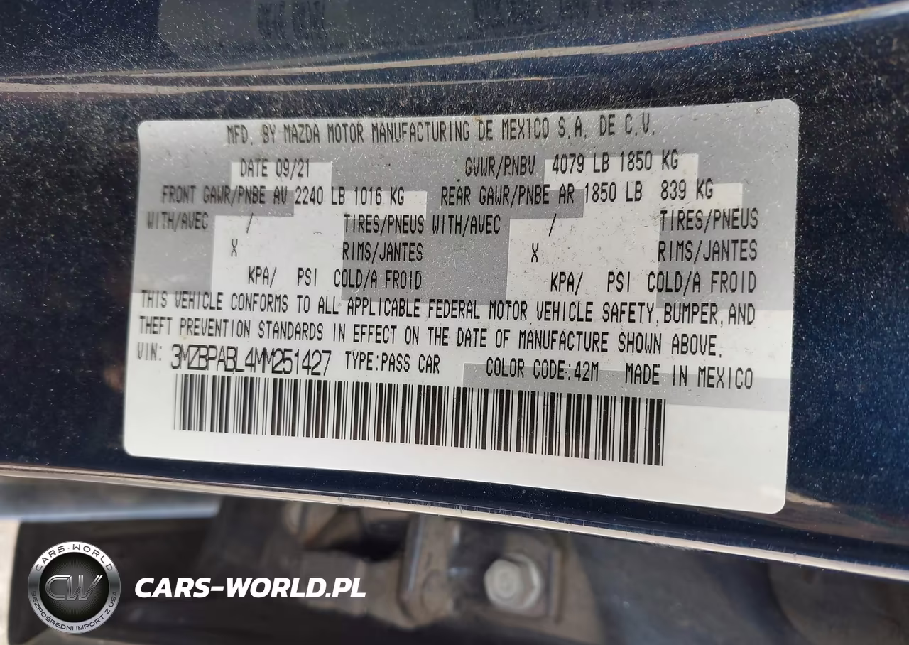 2021 Mazda Mazda3 Select VIN:3MZBPABL4MM251427 - 9