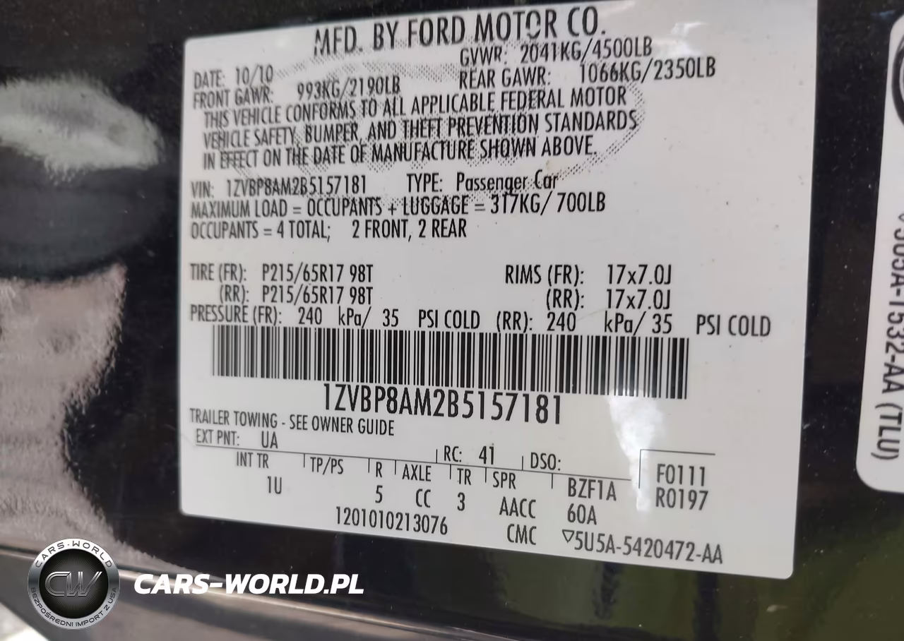 2011 Ford Mustang V6-V6 Premium VIN:1ZVBP8AM2B5157181 - 9