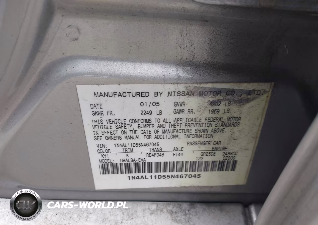 2005 Nissan Altima 2.5 S VIN:1N4AL11D55N467045 - 9