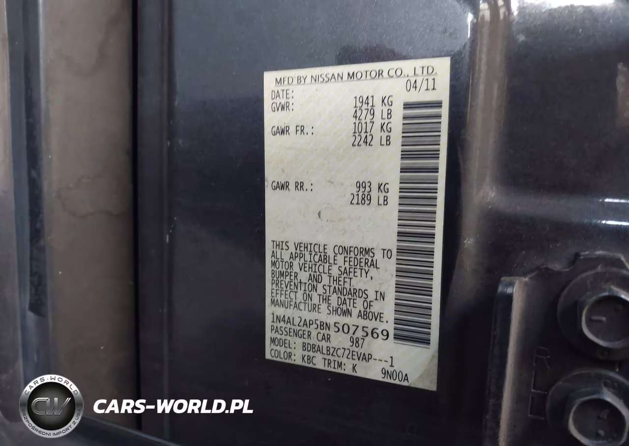 2011 Nissan Altima 2.5 S VIN:1N4AL2AP5BN507569 - 9