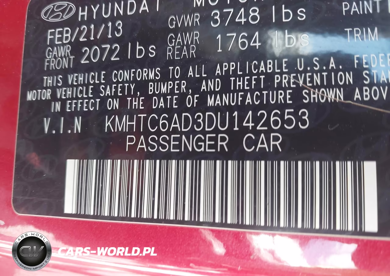 2013 Hyundai Veloster Base W-Red VIN:KMHTC6AD3DU142653 - 9