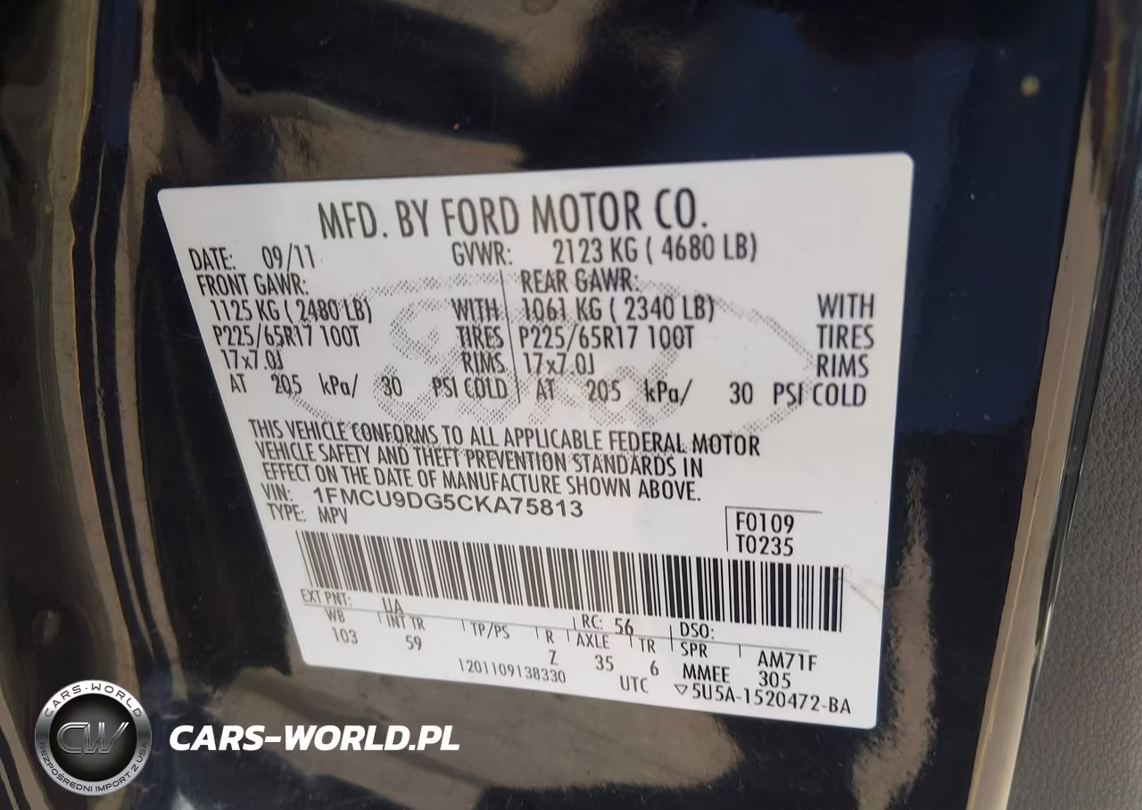 2012 Ford Escape Xlt VIN:1FMCU9DG5CKA75813 - 9
