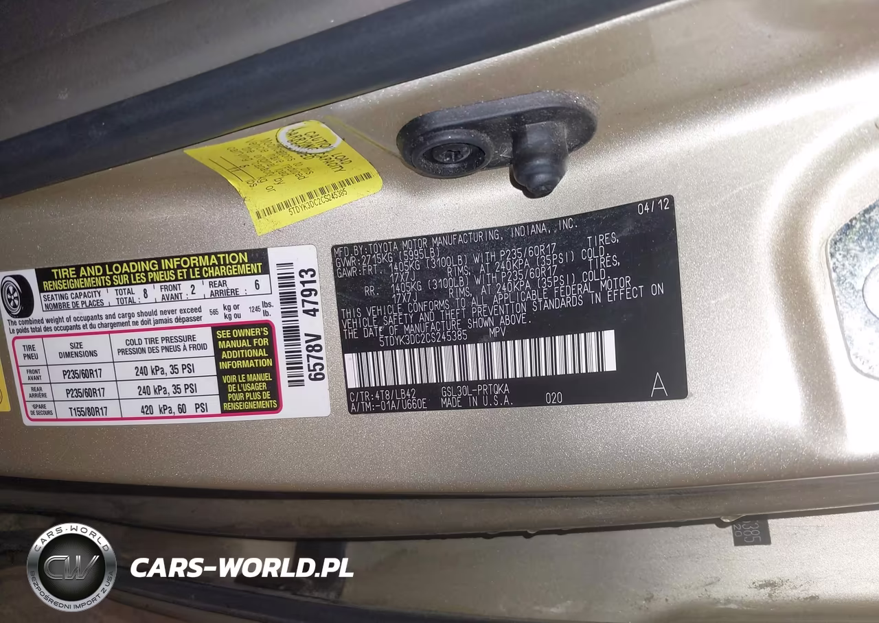 2012 Toyota Sienna Xle V6 8 Passenger VIN:5TDYK3DC2CS245385 - 9