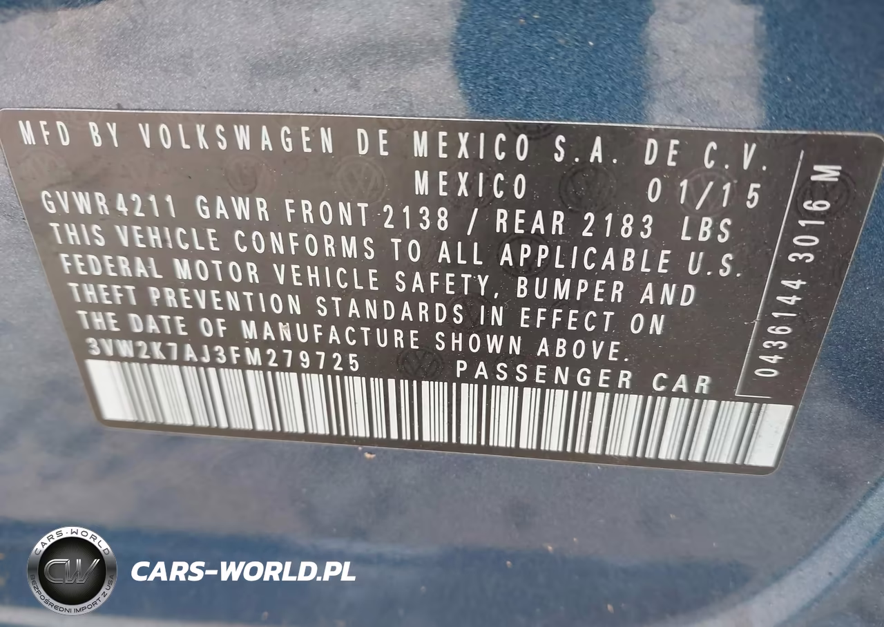 2015 Volkswagen Jetta 2.0L S VIN:3VW2K7AJ3FM279725 - 9