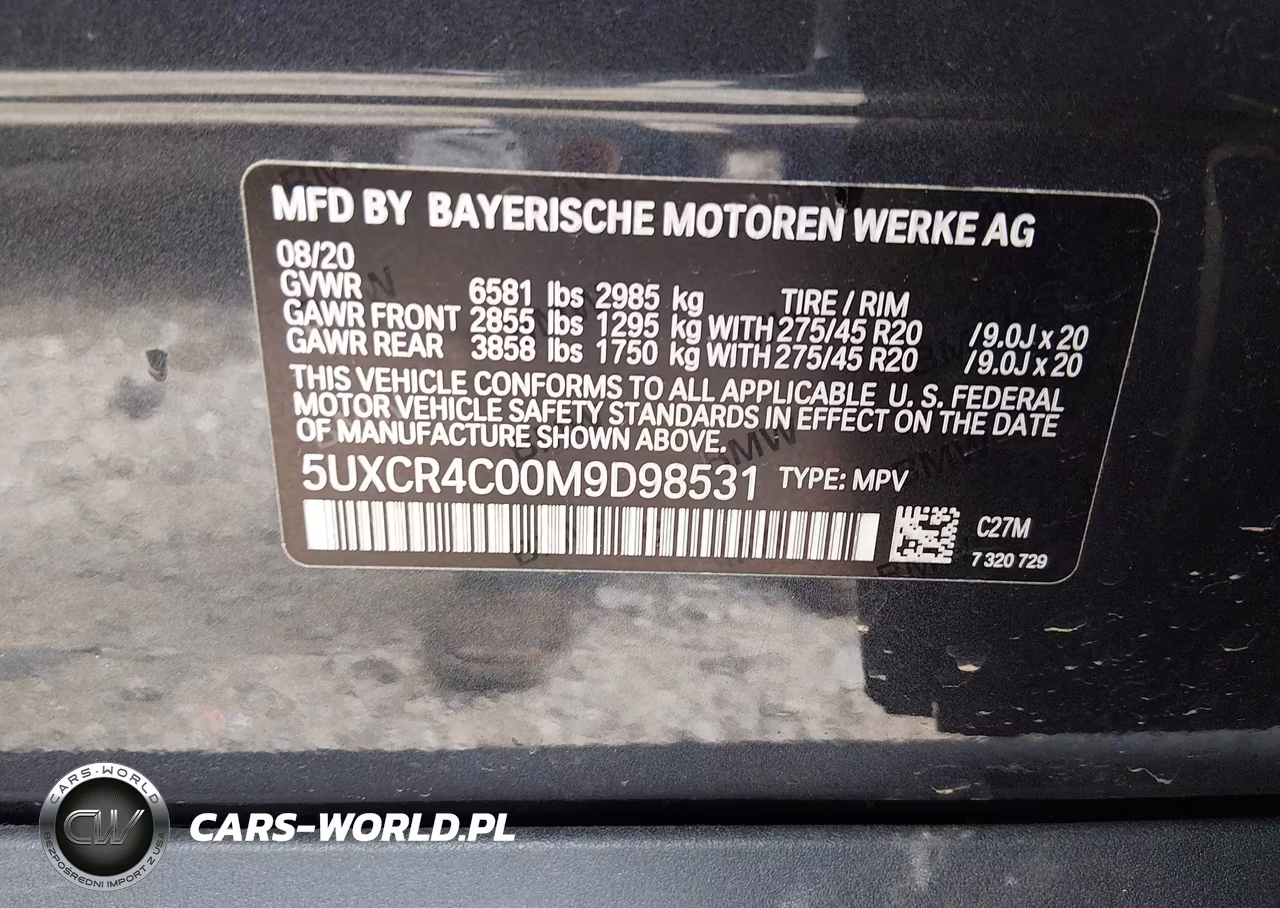 2021 BMW X5 Sdrive40I VIN:5UXCR4C00M9D98531 - 9