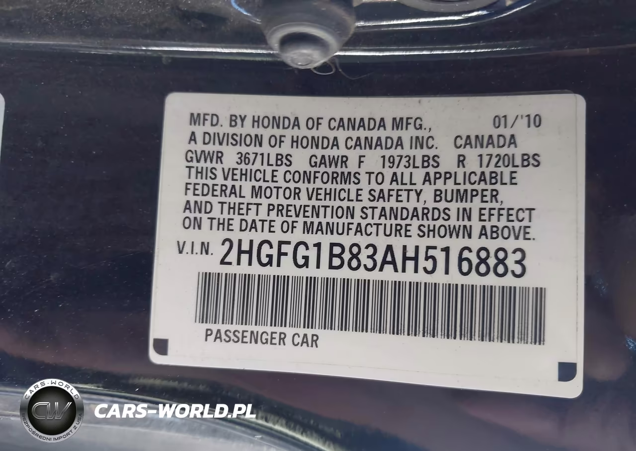 2010 Honda Civic Ex VIN:2HGFG1B83AH516883 - 9