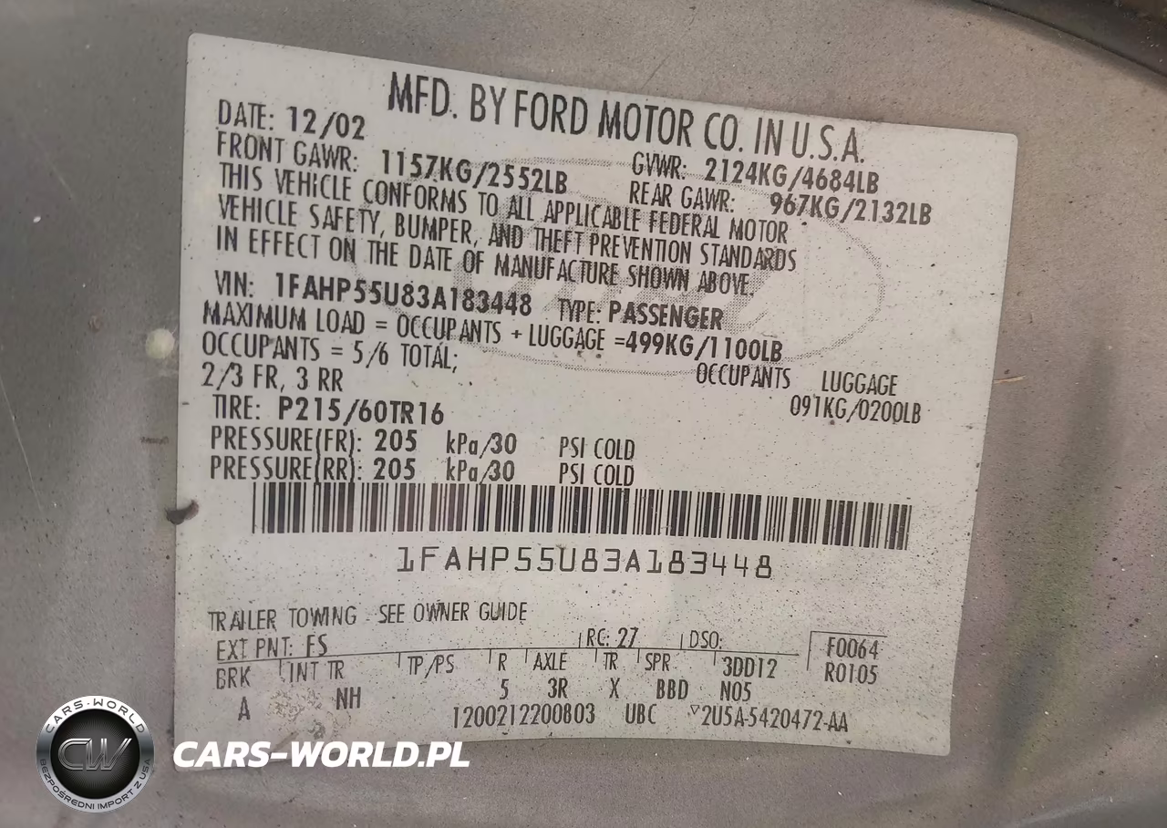 2003 Ford Taurus Ses VIN:1FAHP55U83A183448 - 9