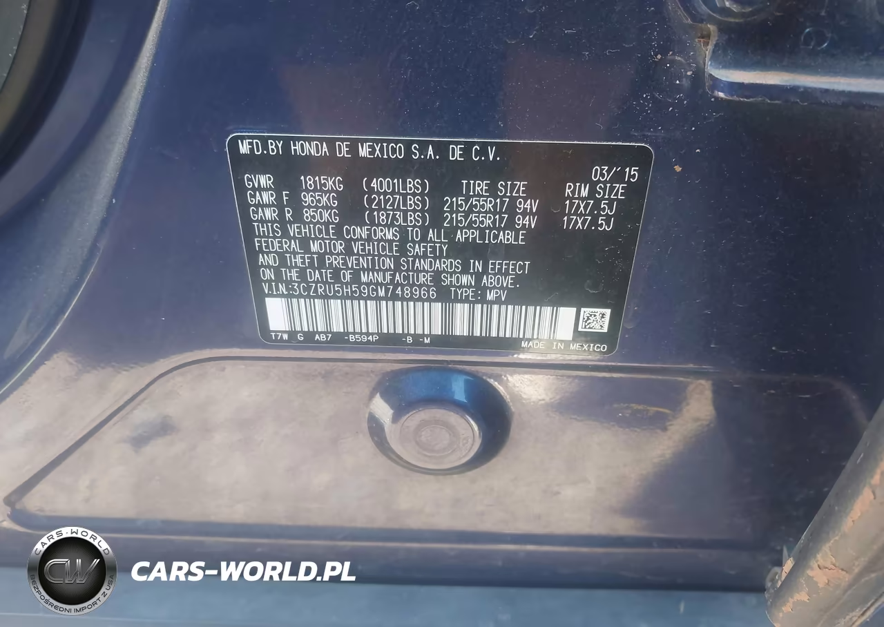 2016 Honda Hr-V Ex VIN:3CZRU5H59GM748966 - 9