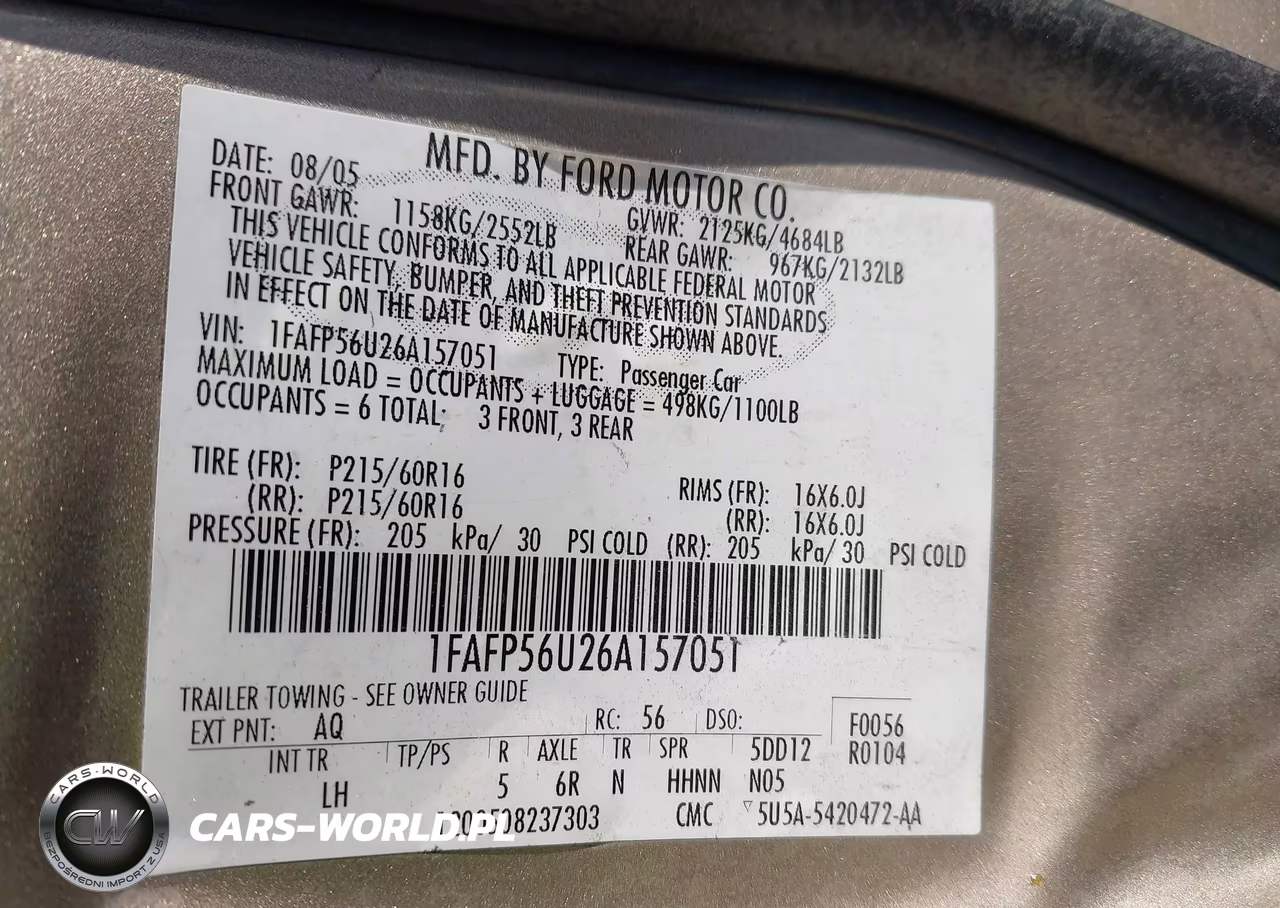 2006 Ford Taurus Sel VIN:1FAFP56U26A157051 - 9