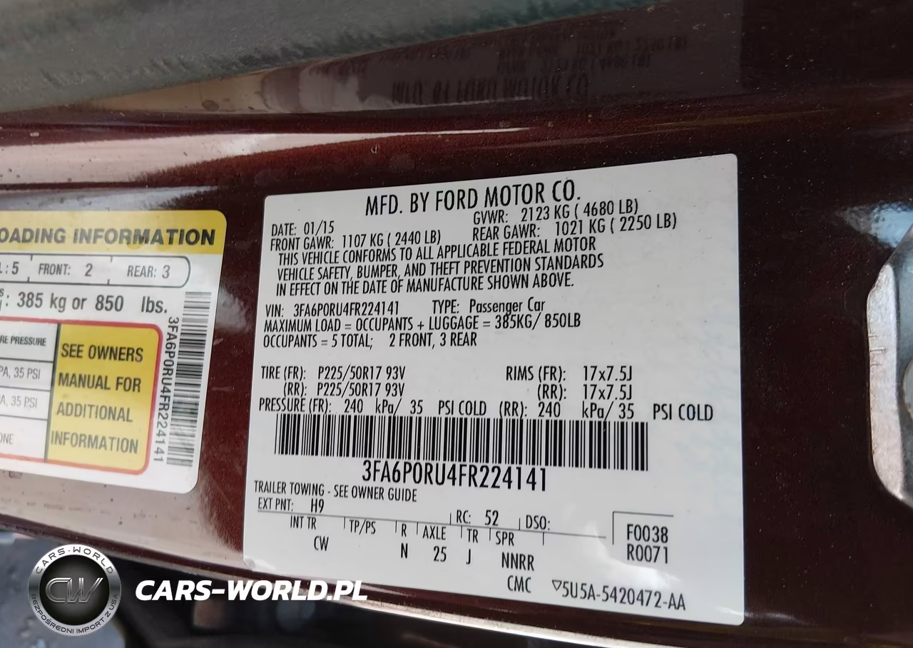 2015 Ford Fusion Hybrid Titanium VIN:3FA6P0RU4FR224141 - 9