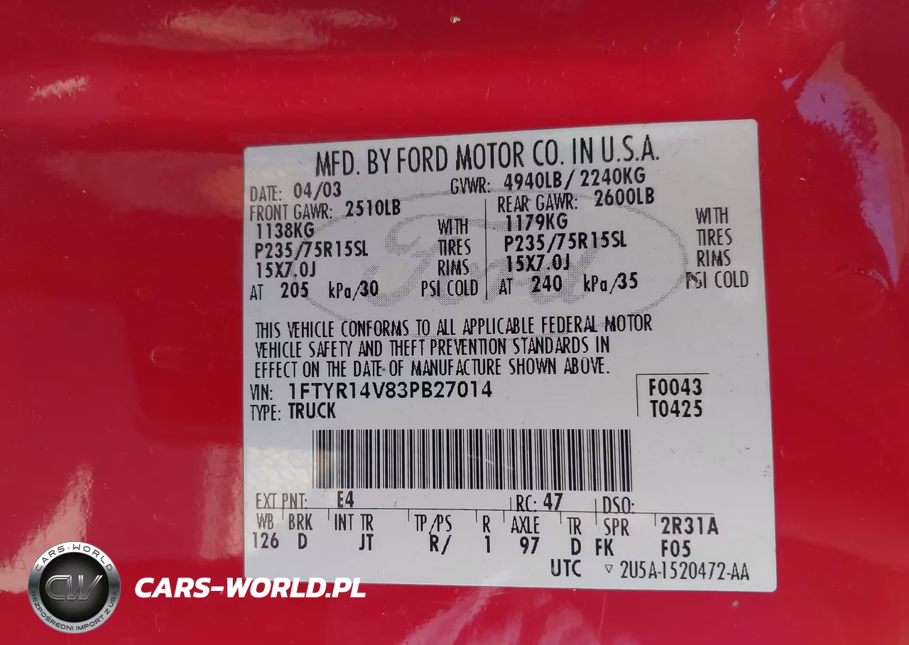 2003 Ford Ranger Edge-Tremor-Xl-Xlt VIN:1FTYR14V83PB27014 - 9