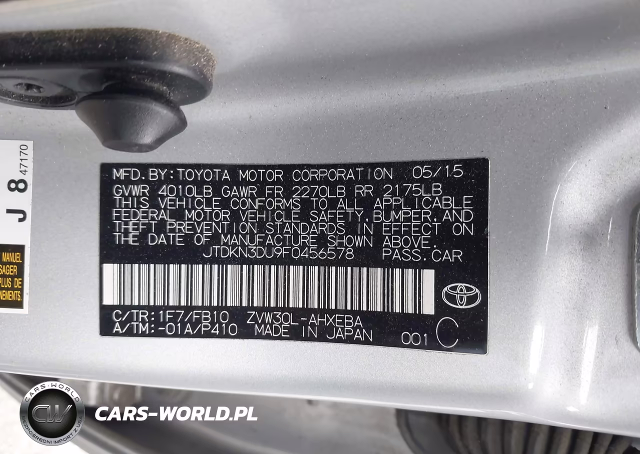 2015 Toyota Prius Two VIN:JTDKN3DU9F0456578 - 9