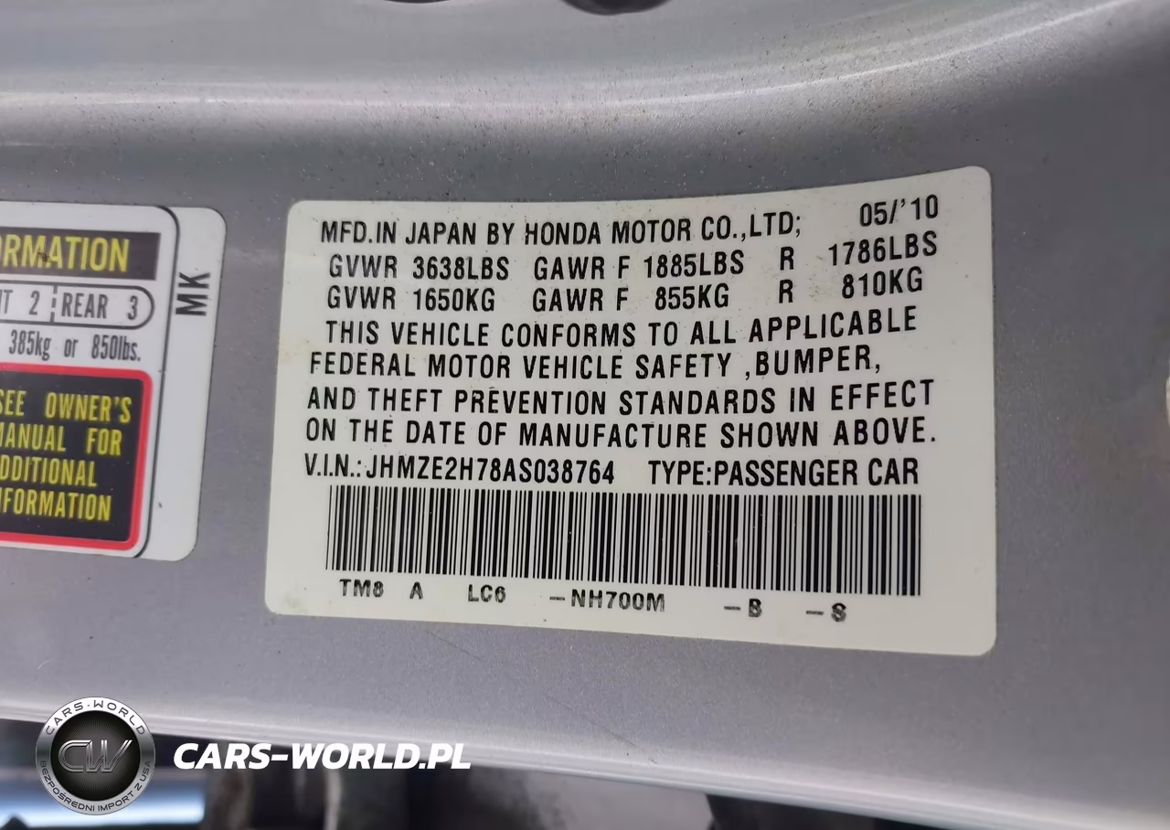 2010 Honda Insight Ex VIN:JHMZE2H78AS038764 - 9