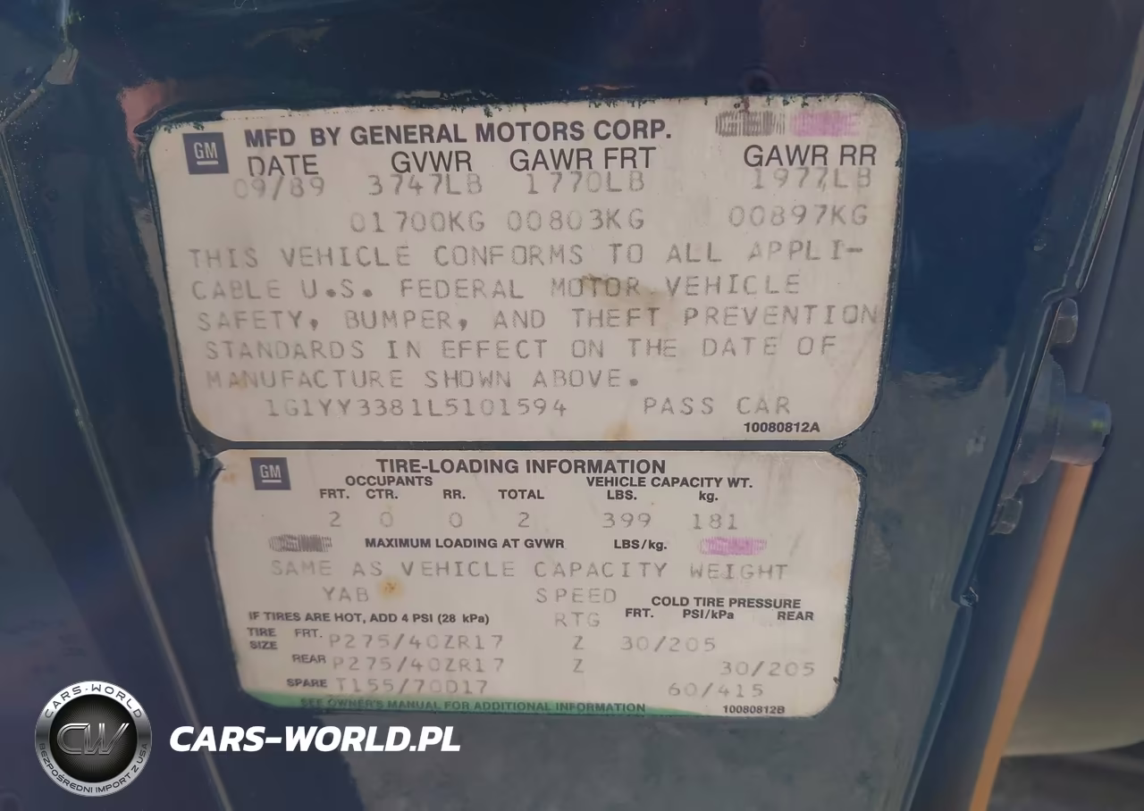 1990 Chevrolet Corvette VIN:1G1YY3381L5101594 - 9