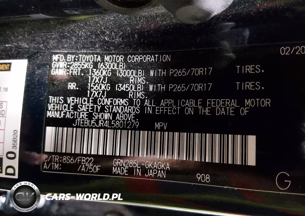 2020 Toyota 4Runner Sr5 VIN:JTEBU5JR4L5801279 - 9