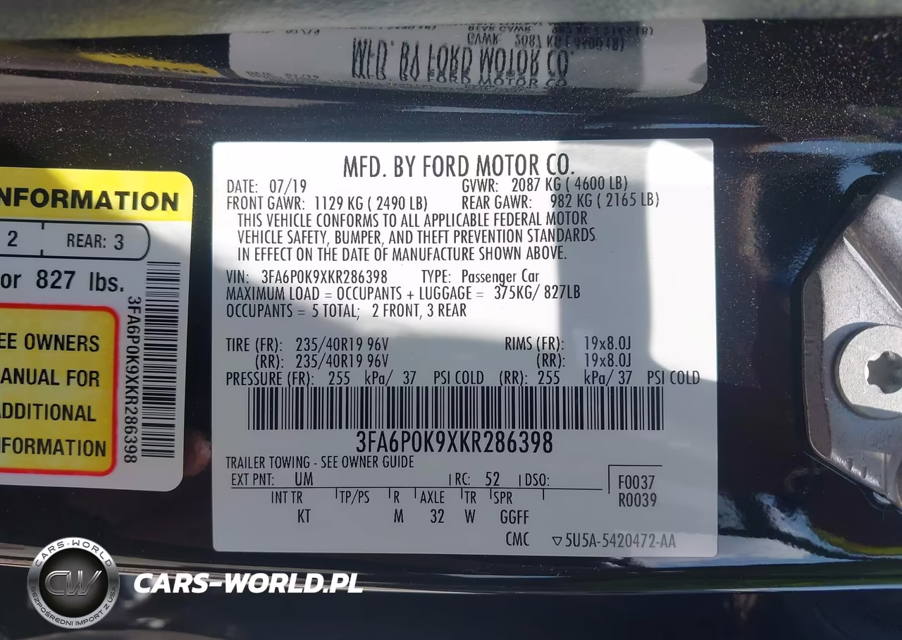 2019 Ford Fusion Titanium VIN:3FA6P0K9XKR286398 - 9