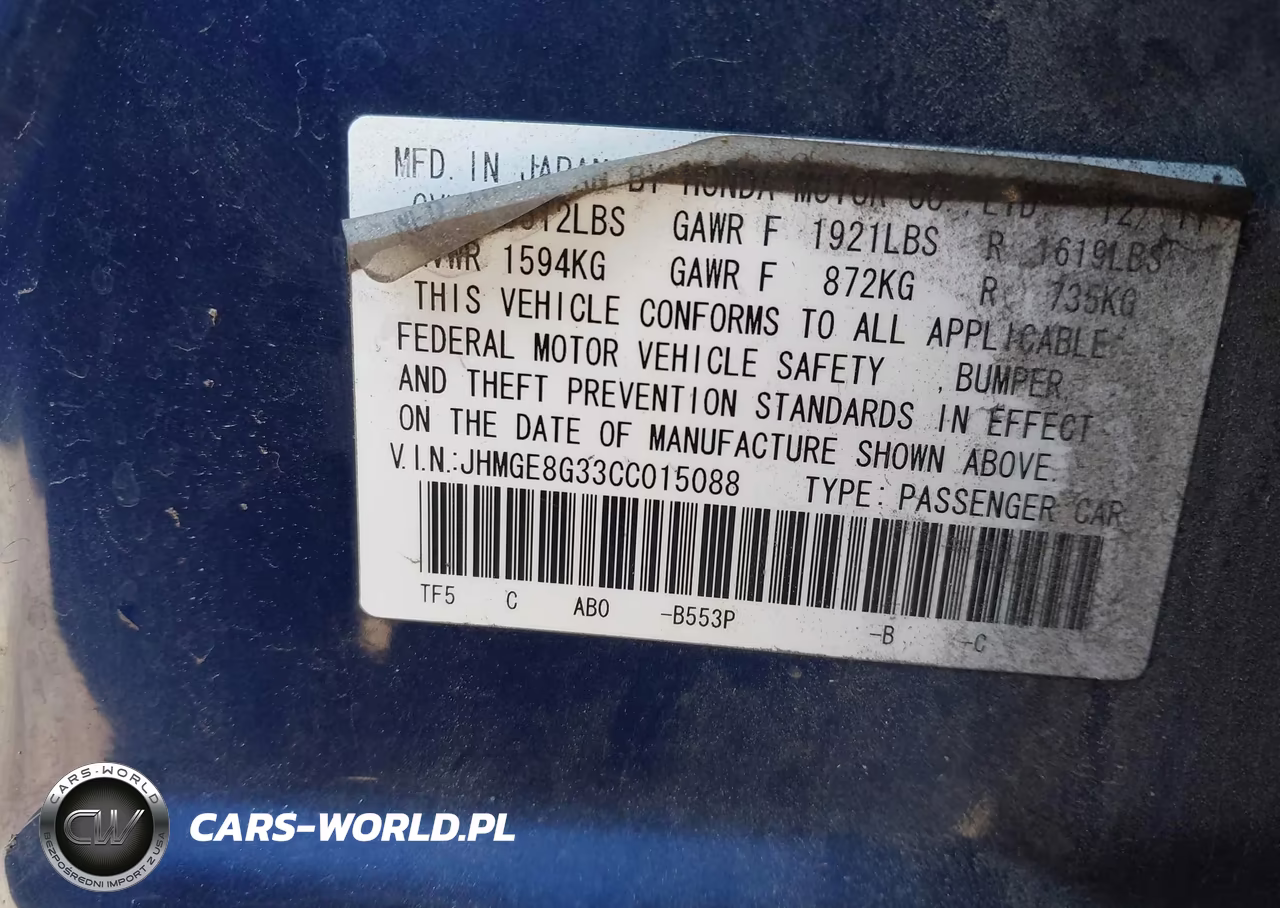 2012 Honda Fit VIN:JHMGE8G33CC015088 - 9