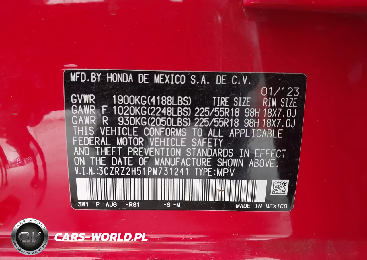 2023 Honda Hr-V Awd Sport VIN:3CZRZ2H51PM731241 - 9