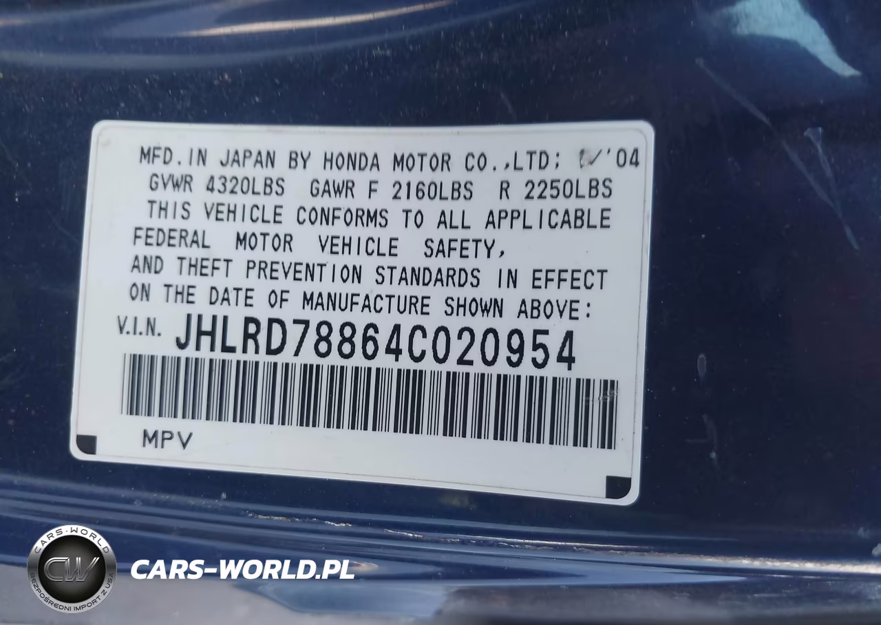 2004 Honda Cr-V Ex VIN:JHLRD78864C020954 - 9