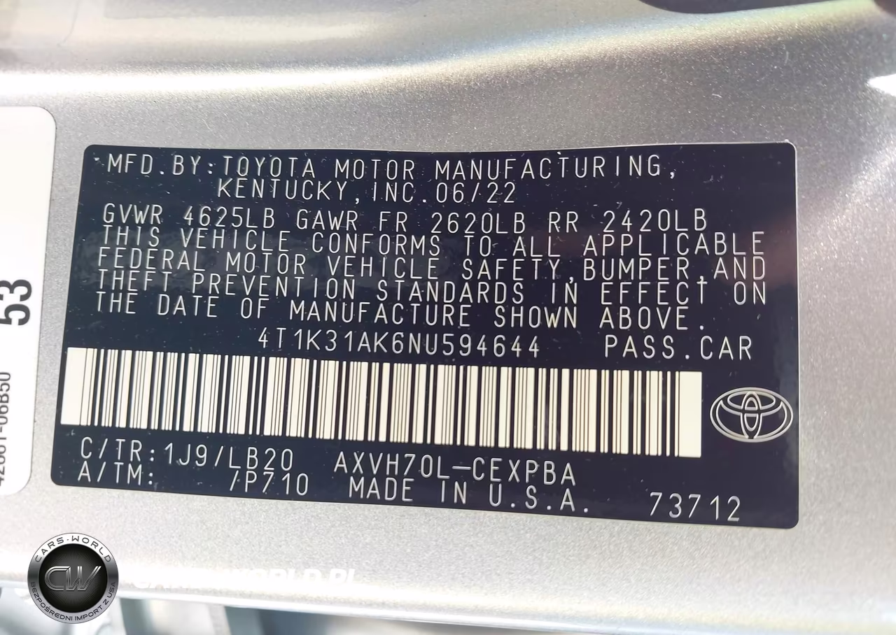 2022 Toyota Camry Xse Hybrid VIN:4T1K31AK6NU594644 - 9