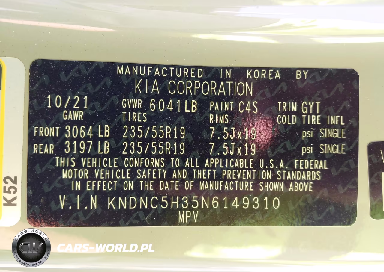 2022 Kia Carnival Mpv Ex VIN:KNDNC5H35N6149310 - 9