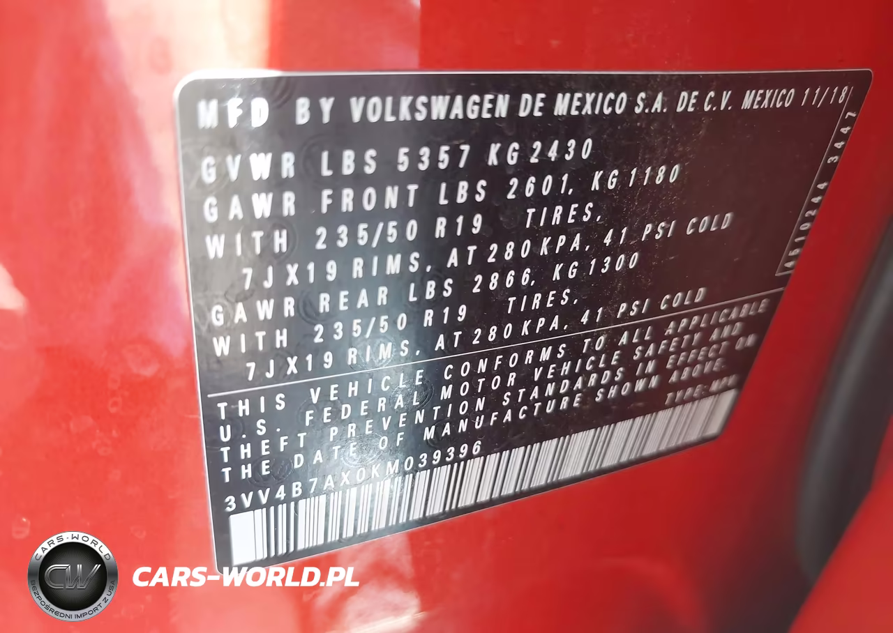 2019 Volkswagen Tiguan 2.0T Sel Premium-2.0T Sel Premium R-Line VIN:3VV4B7AX0KM039396 - 9