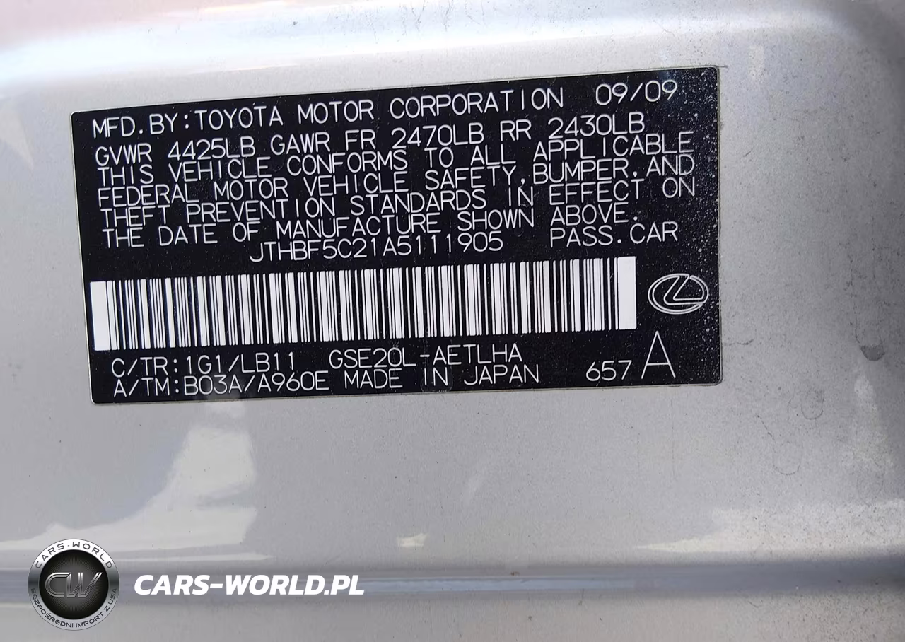 2010 Lexus Is 250 VIN:JTHBF5C21A5111905 - 9