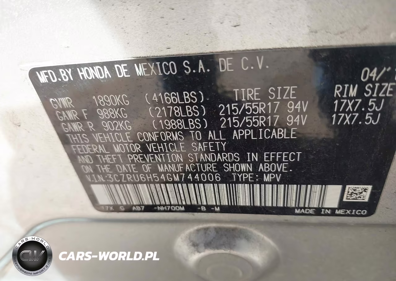 2016 Honda Hr-V Ex VIN:3CZRU6H54GM744006 - 9
