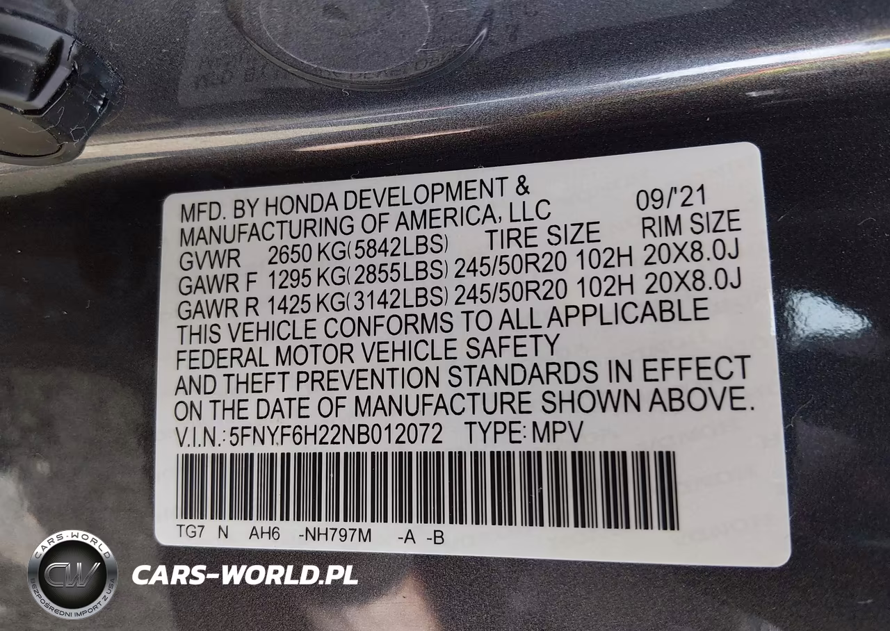 2022 Honda Pilot Awd Special Edition VIN:5FNYF6H22NB012072 - 9