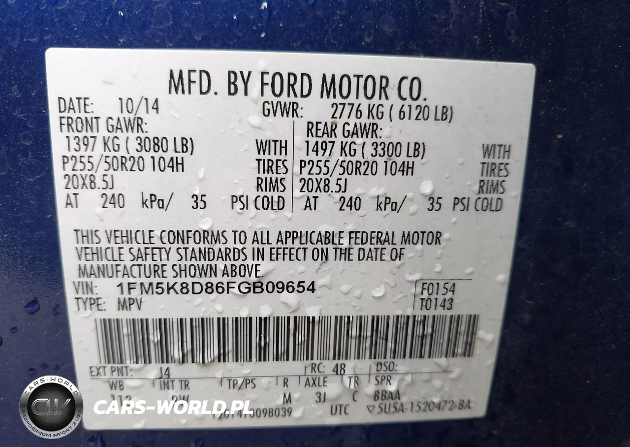 2015 Ford Explorer Xlt VIN:1FM5K8D86FGB09654 - 9