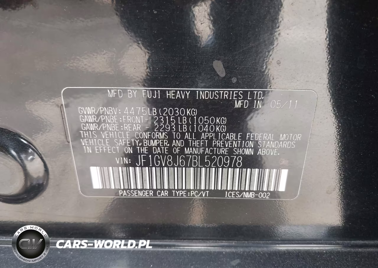 2011 Subaru Impreza Wrx Sti VIN:JF1GV8J67BL520978 - 9