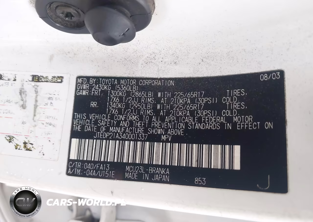 2004 Toyota Highlander Limited V6 VIN:JTEDP21A340001337 - 9