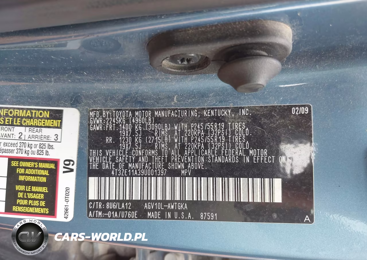 2009 Toyota Venza VIN:4T3ZE11A39U001397 - 9