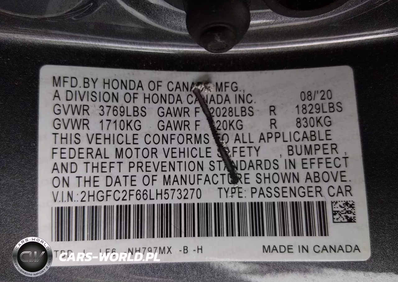 2020 Honda Civic Lx VIN:2HGFC2F66LH573270 - 9