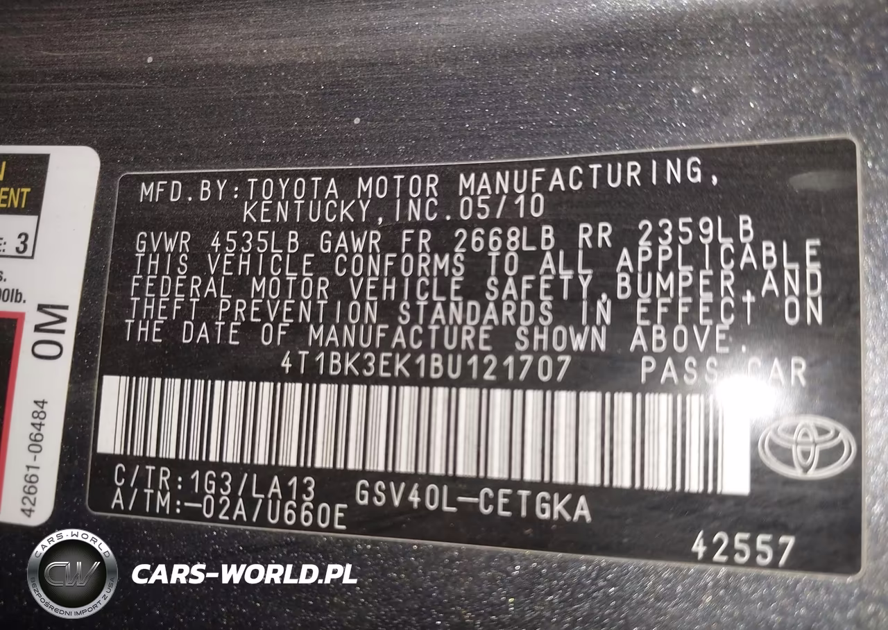 2011 Toyota Camry Xle V6 VIN:4T1BK3EK1BU121707 - 9