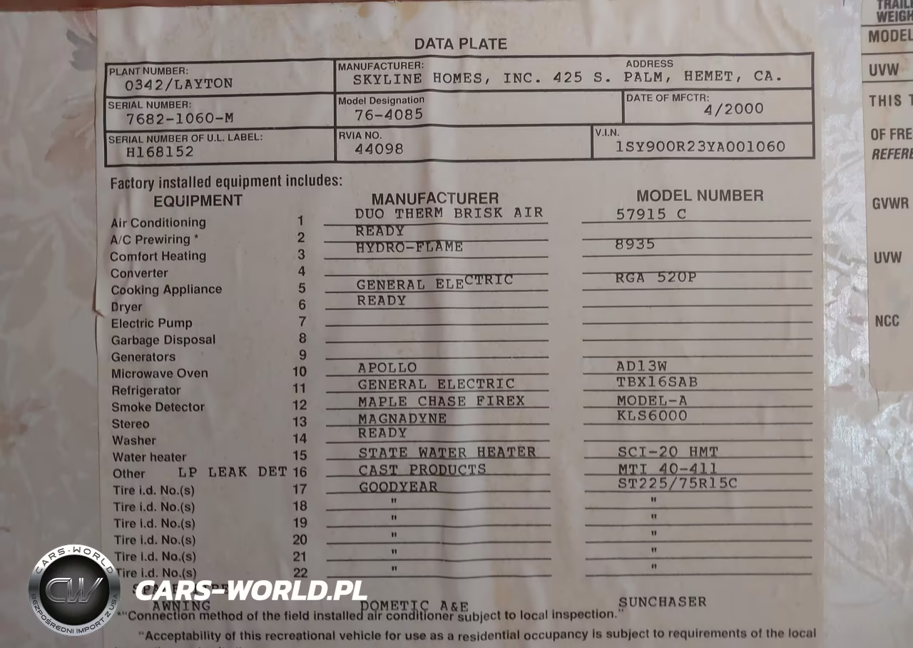 2000 Skyline Aljo 3385 VIN:1SY900R23YA001060 - 9