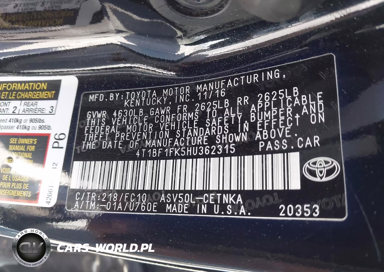 2017 Toyota Camry Le VIN:4T1BF1FK5HU362315 - 9