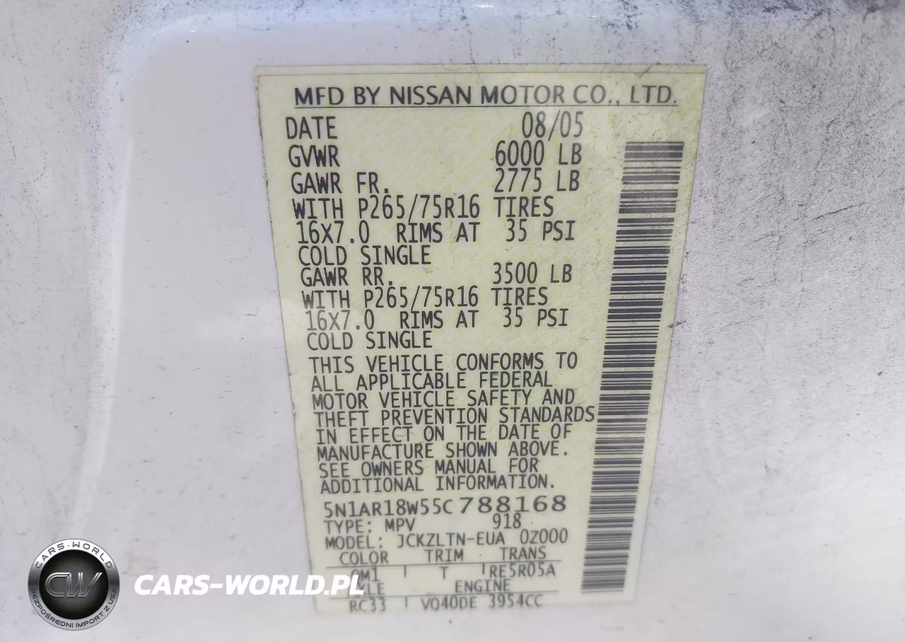 2005 Nissan Pathfinder Se Off-Road VIN:5N1AR18W55C788168 - 9