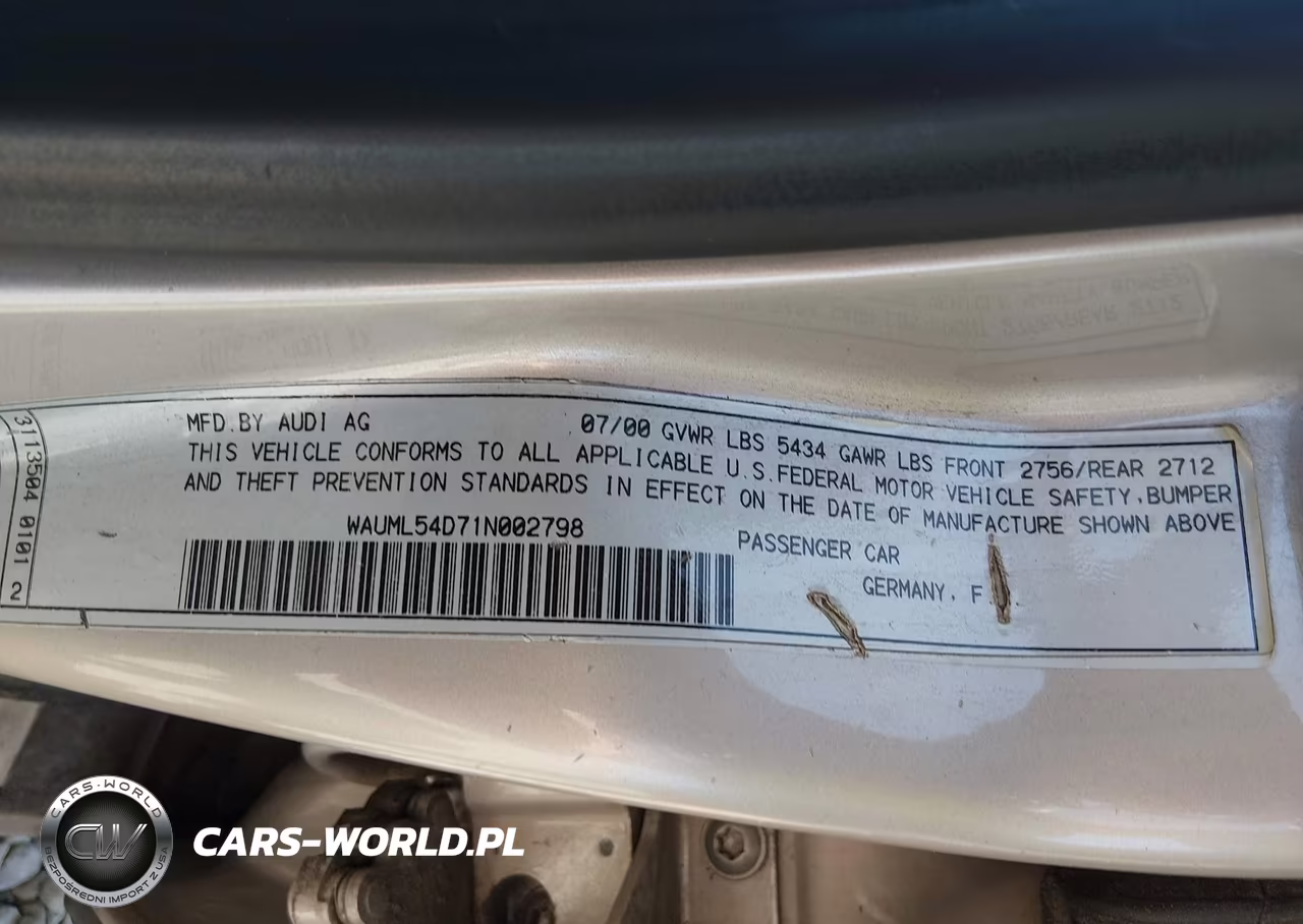 2001 Audi A8 4.2 VIN:WAUML54D71N002798 - 9