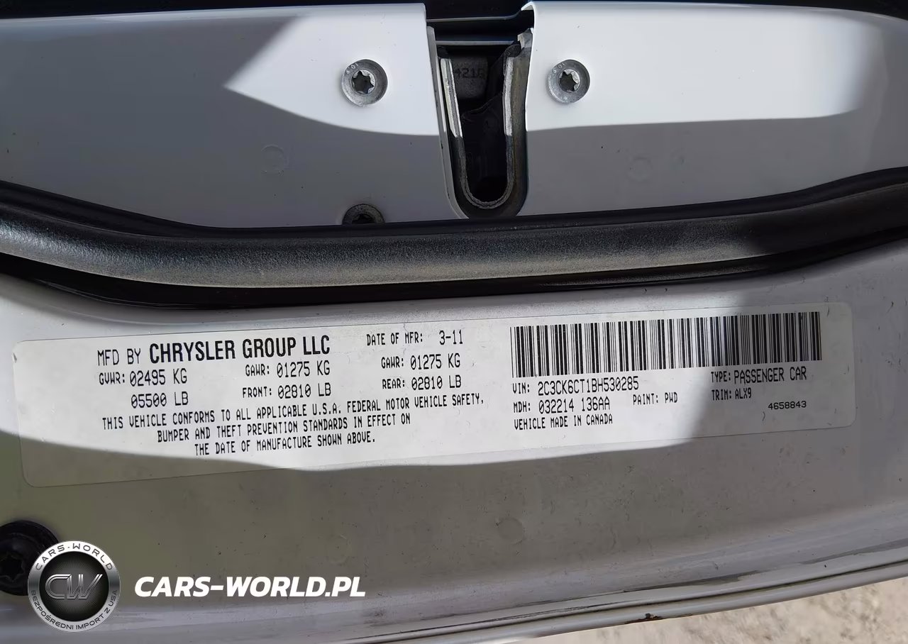 2011 Chrysler 300C Awd VIN:2C3CK6CT1BH530285 - 9