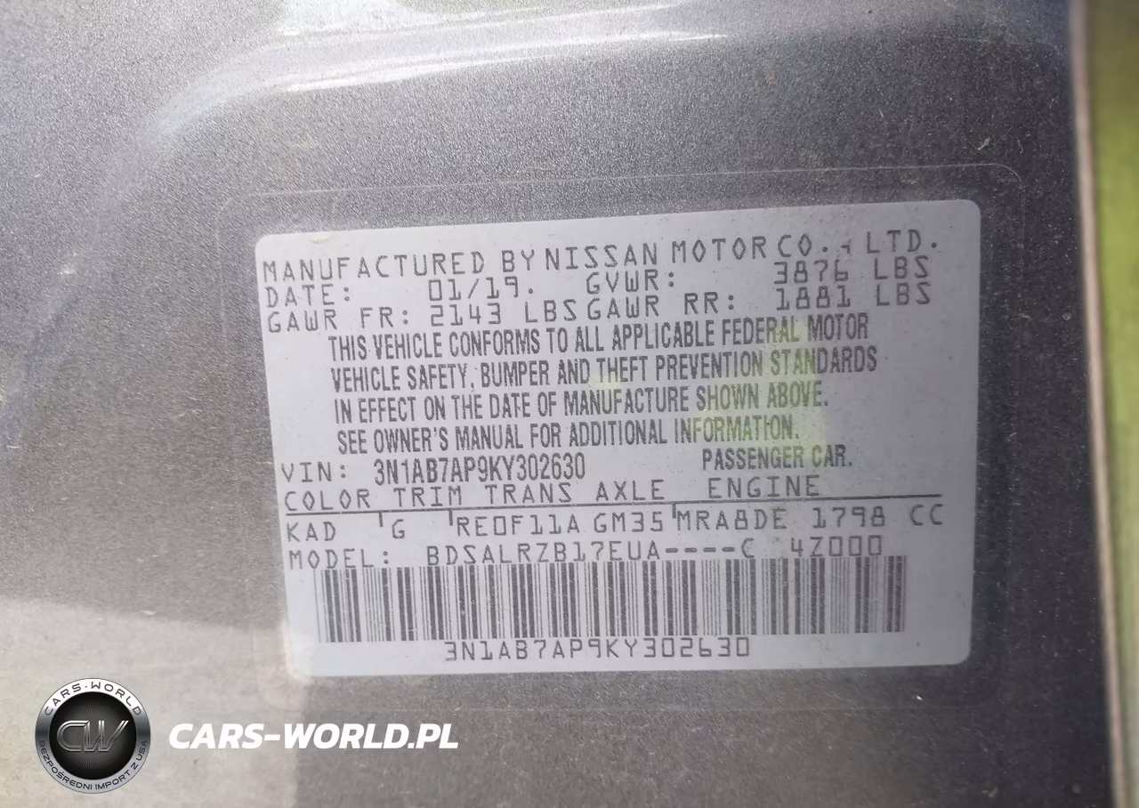 2019 Nissan Sentra Sr VIN:3N1AB7AP9KY302630 - 9